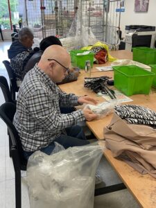 Group of volunteers working around a table